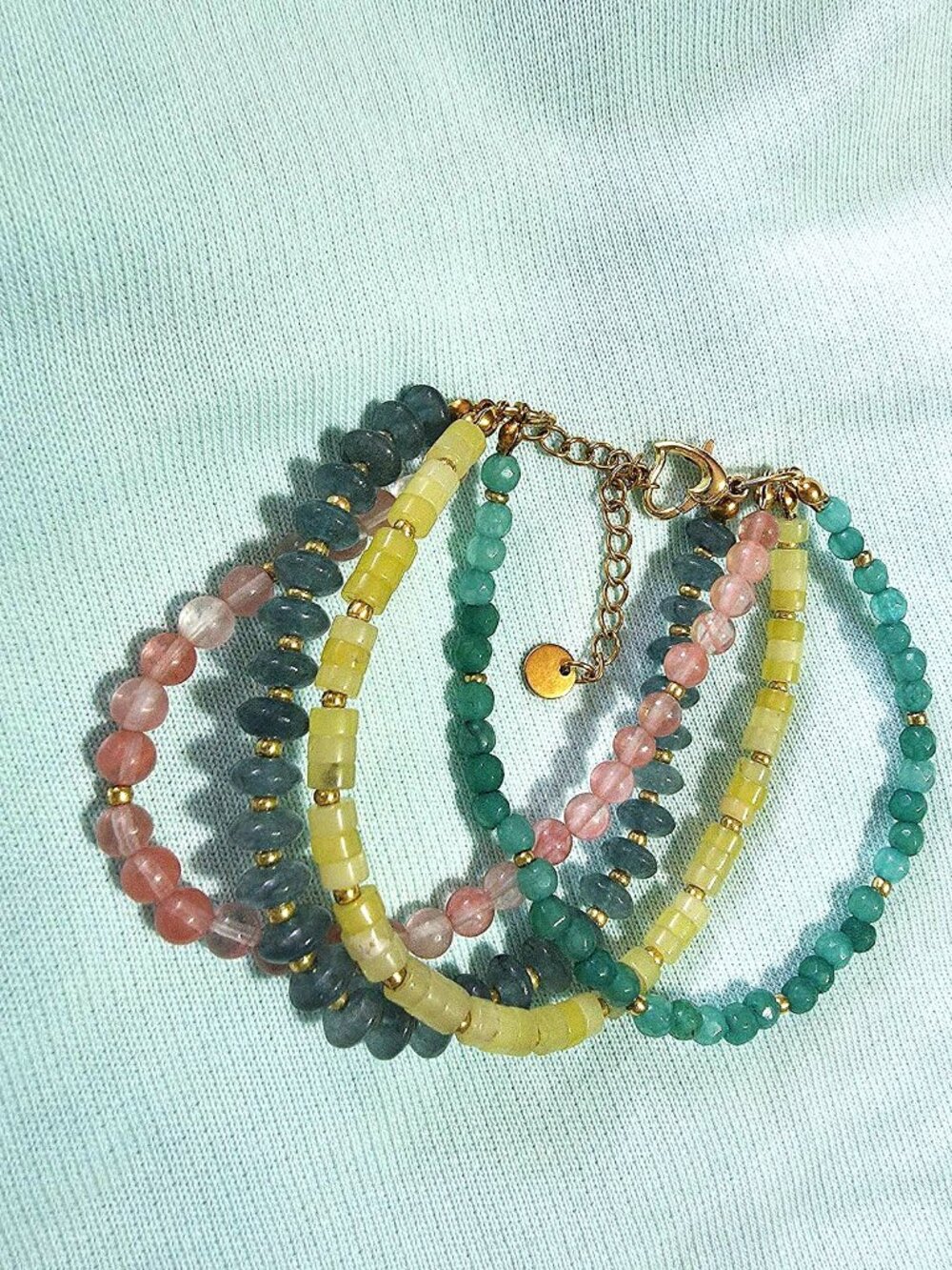 Beaded Bracelet with Gold Clasp